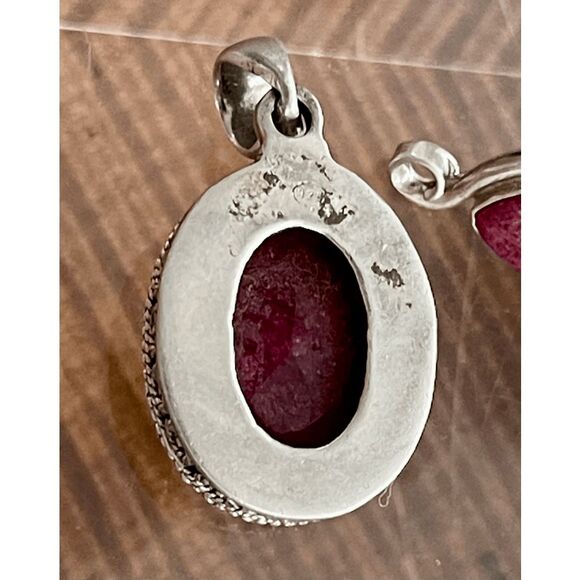 Sterling Silver Lepodolite JSH Signed Earrings And Faceted Pendant - Picture 8 of 11